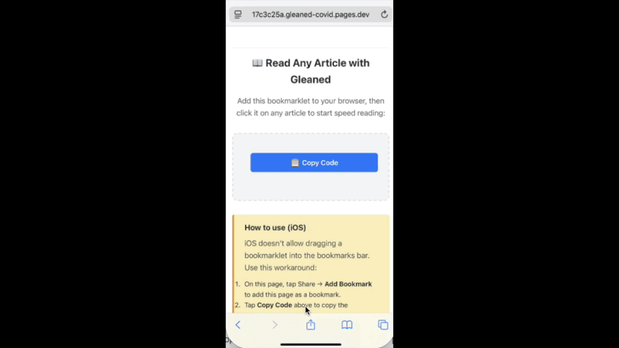 How to set up the bookmarklet on iOS